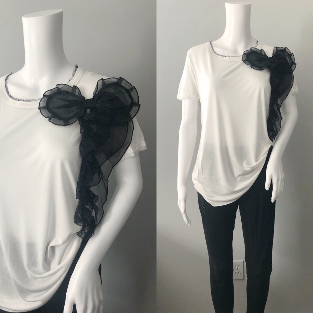 Red Valentino Tulle Bow T-shirt Size Large
